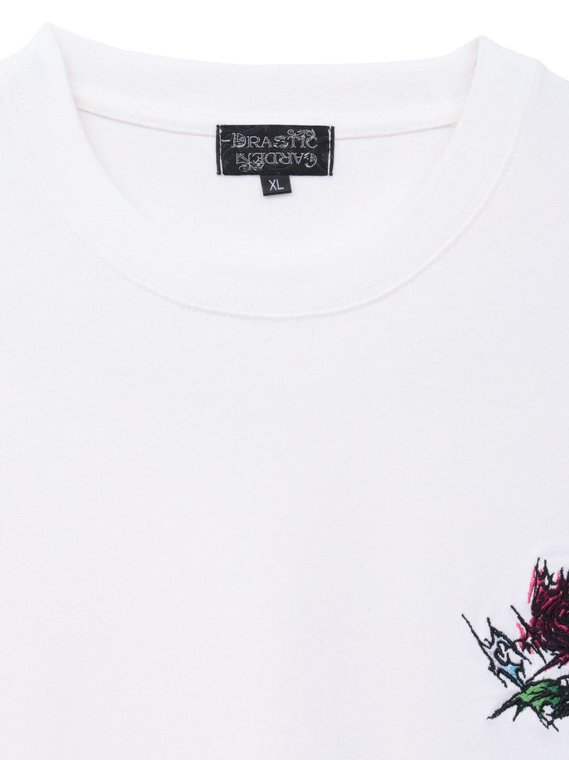 【DRASTIC GARDEN】“稲妻の薔薇”ワンポイント刺繍Tシャツ