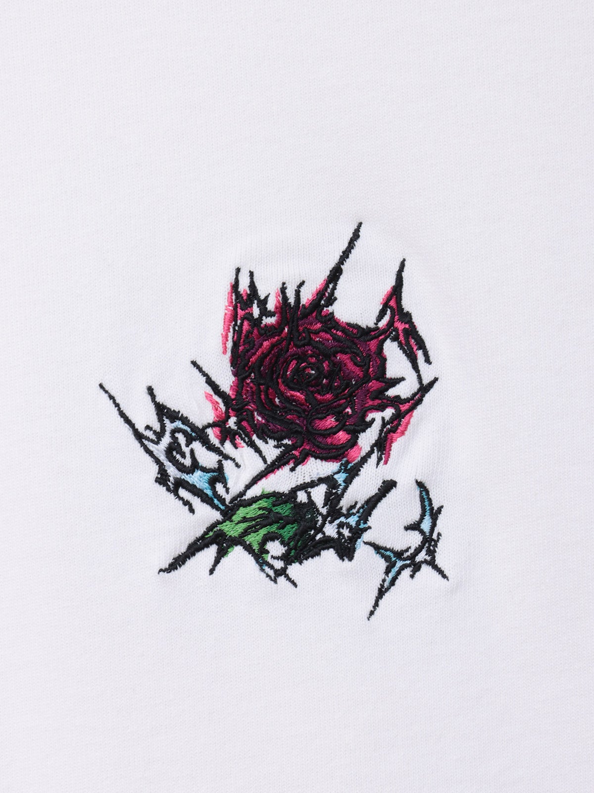 【DRASTIC GARDEN】“稲妻の薔薇”ワンポイント刺繍Tシャツ