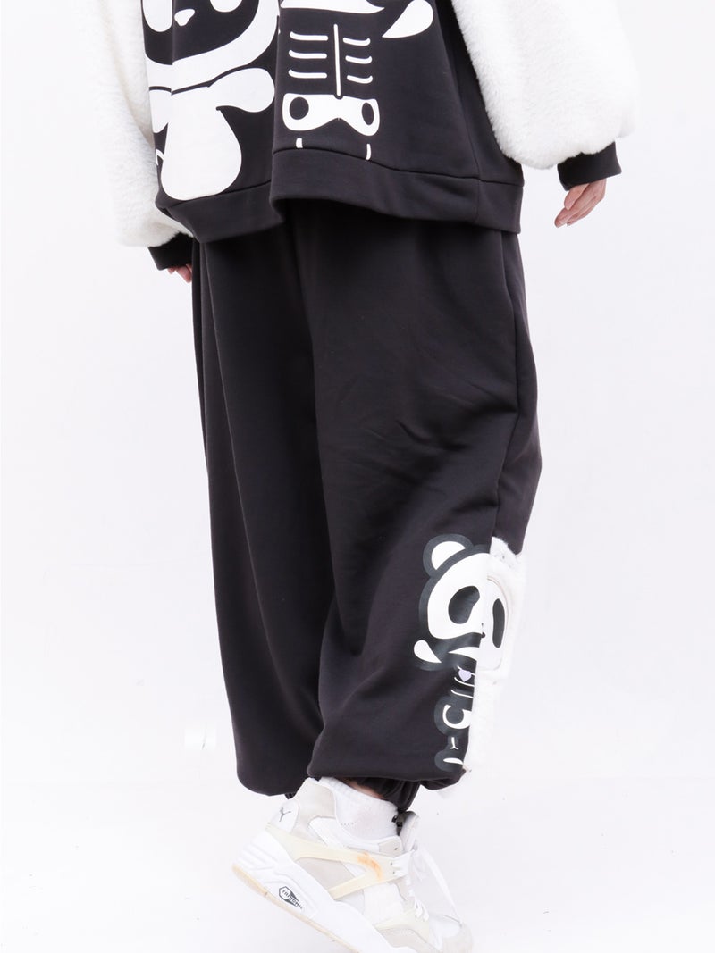 ≪40%OFF≫【PANDIESTA JAPAN】“ネコパンダハーフBONES”フェイクファー切替スウェットパンツ≪返品・取寄対応不可≫