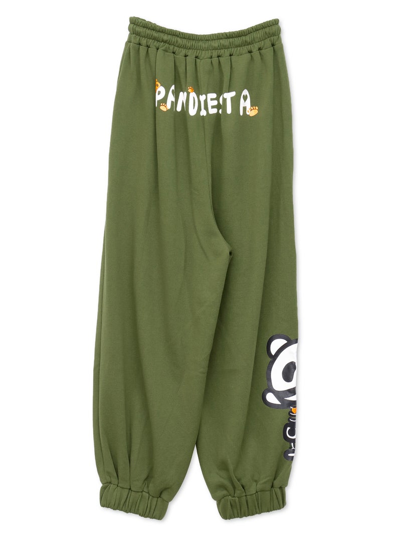 ≪40%OFF≫【PANDIESTA JAPAN】“ネコパンダハーフBONES”フェイクファー切替スウェットパンツ≪返品・取寄対応不可≫