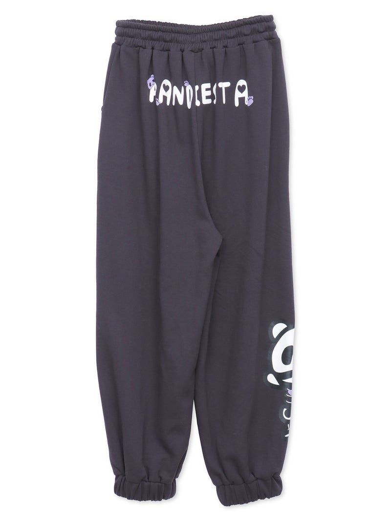 ≪40%OFF≫【PANDIESTA JAPAN】“ネコパンダハーフBONES”フェイクファー切替スウェットパンツ≪返品・取寄対応不可≫
