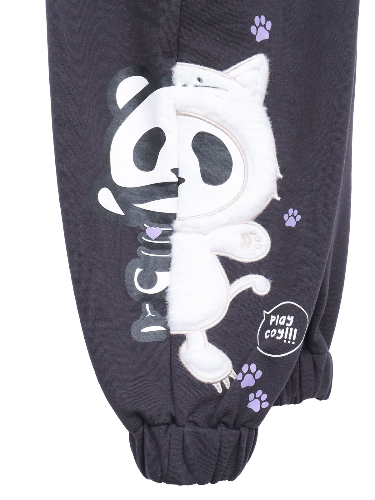 ≪40%OFF≫【PANDIESTA JAPAN】“ネコパンダハーフBONES”フェイクファー切替スウェットパンツ≪返品・取寄対応不可≫
