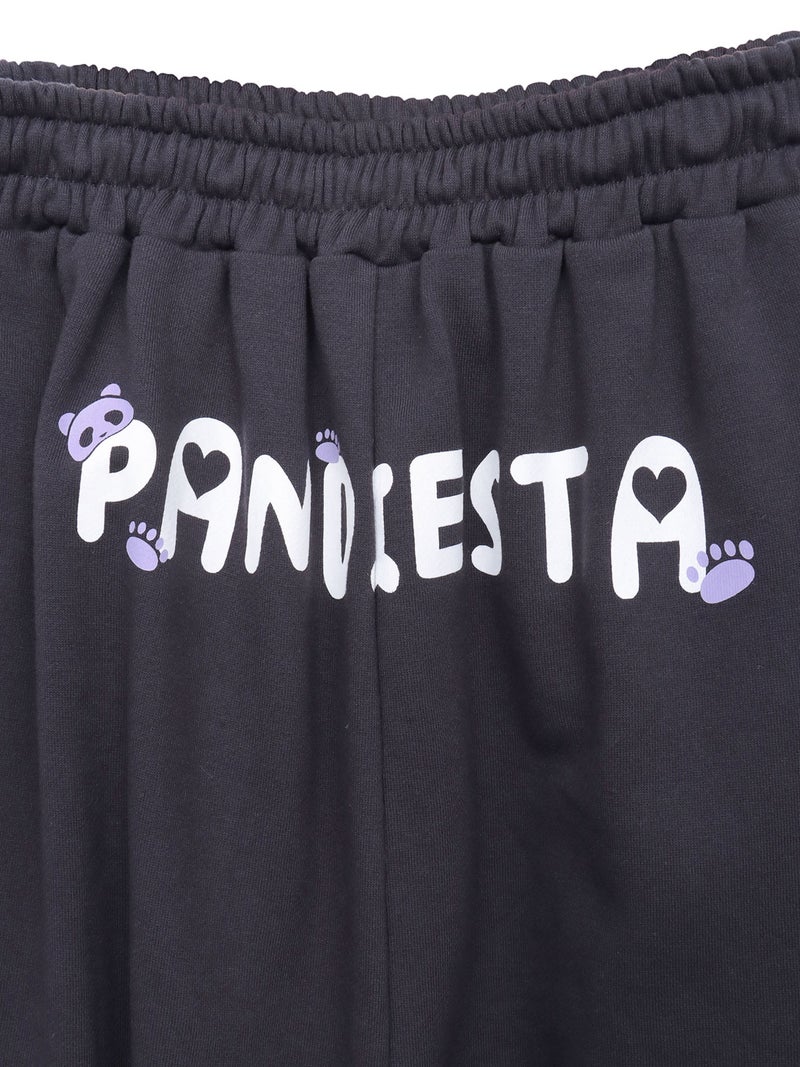 ≪40%OFF≫【PANDIESTA JAPAN】“ネコパンダハーフBONES”フェイクファー切替スウェットパンツ≪返品・取寄対応不可≫