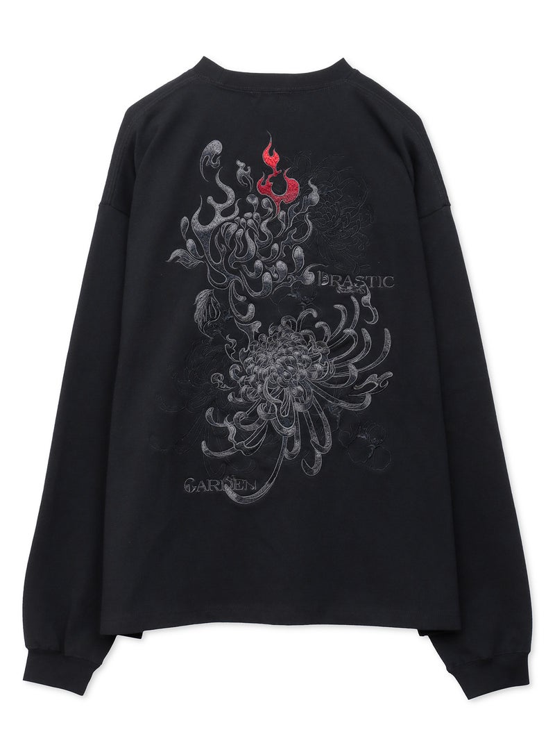 【DRASTIC GARDEN】“漆黒の華々”総刺繍BGIシルエットロンT