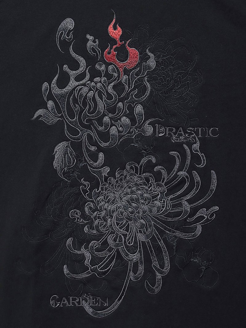【DRASTIC GARDEN】“漆黒の華々”総刺繍BGIシルエットロンT