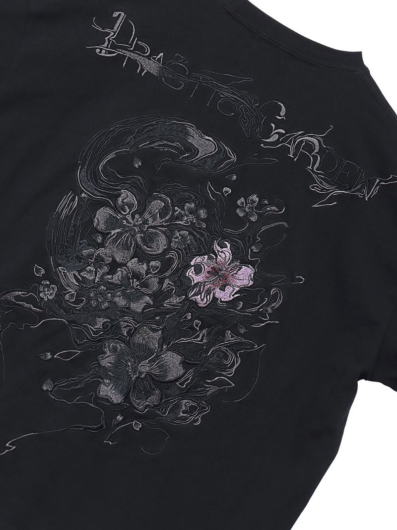 【DRASTIC GARDEN】“漆黒の華々”総刺繍BGIシルエットロンT