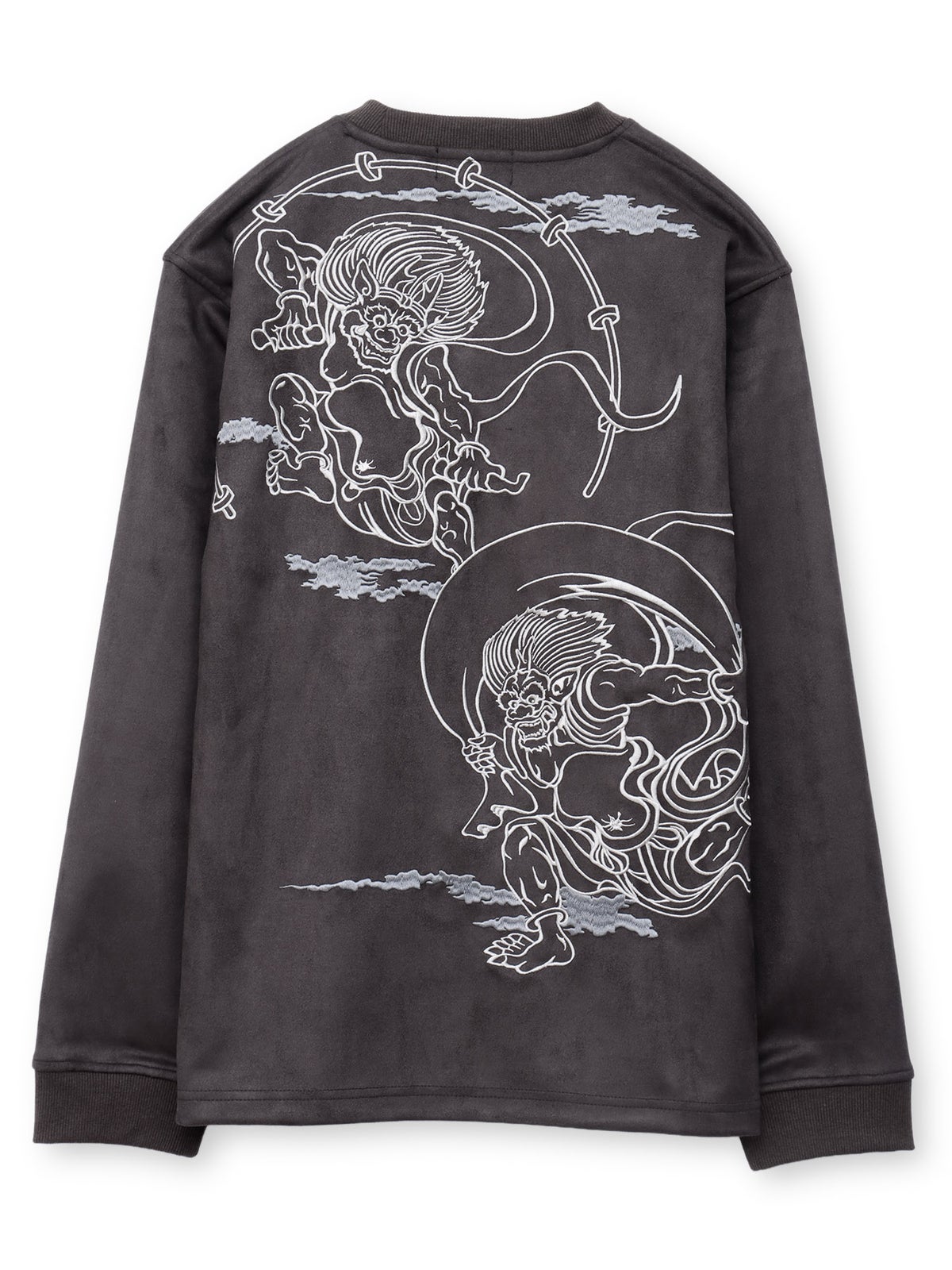 【絡繰魂】“風神雷神”刺繍入りフェイクスウェードロンT