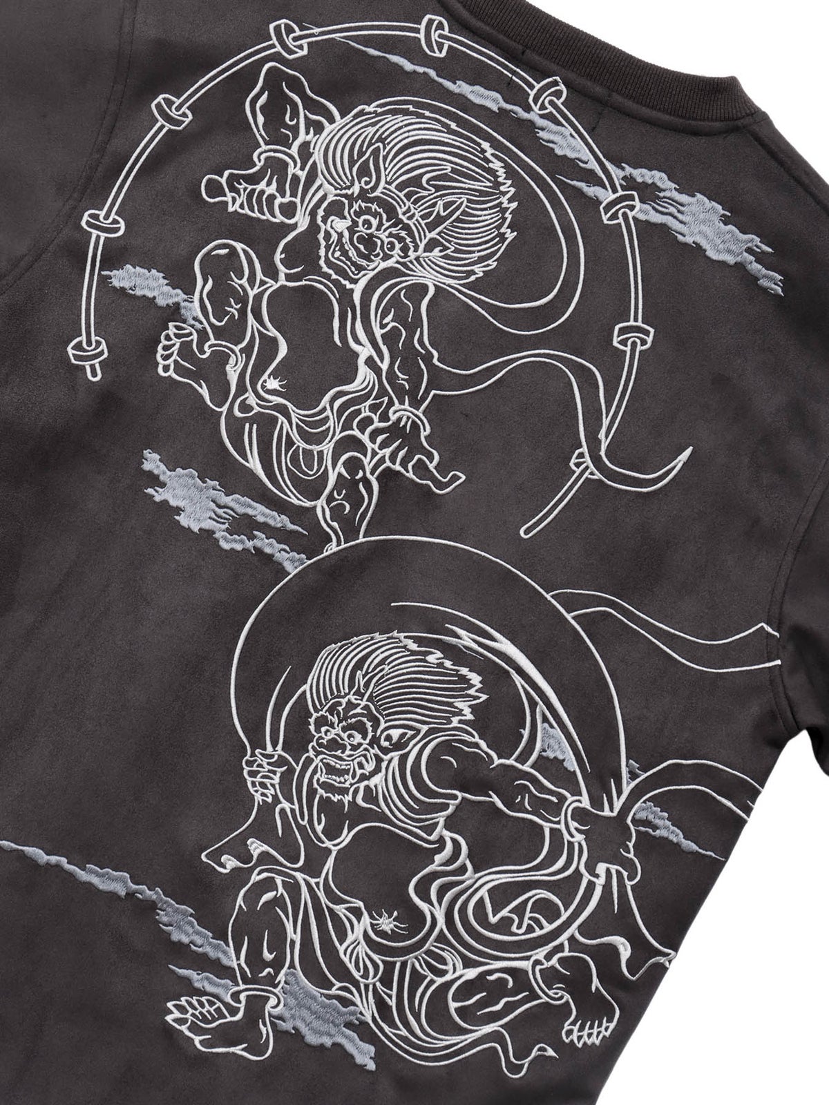 【絡繰魂】“風神雷神”刺繍入りフェイクスウェードロンT