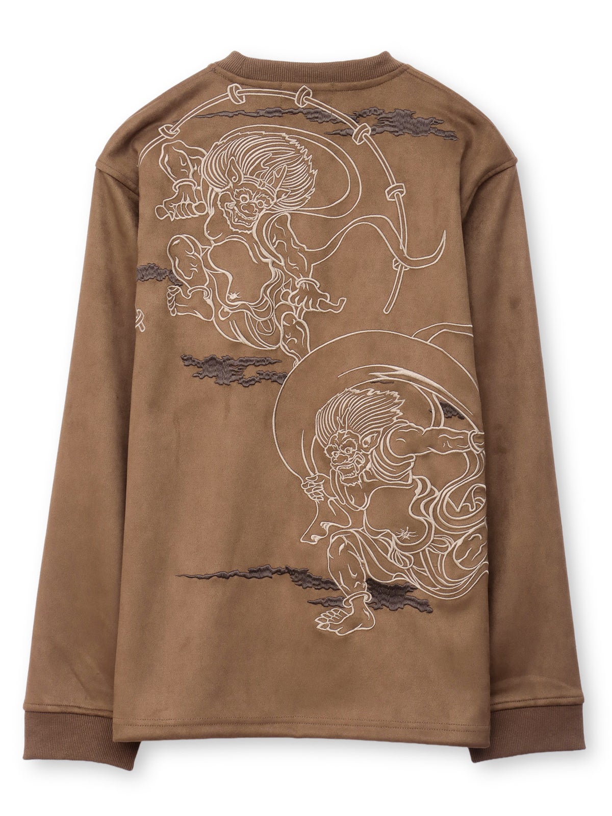 【絡繰魂】“風神雷神”刺繍入りフェイクスウェードロンT