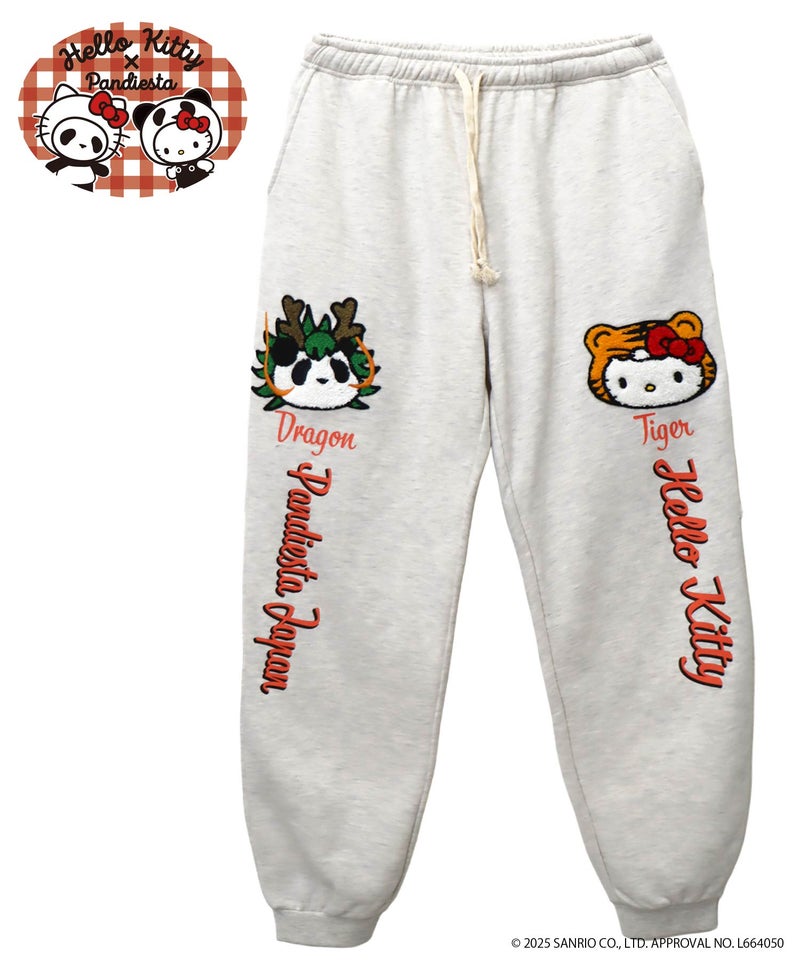 ≪40%OFF≫【Hello Kitty×PANDIESTA JAPAN】“なりきり龍虎”刺繍入りスウェットパンツ≪返品・取寄対応不可≫