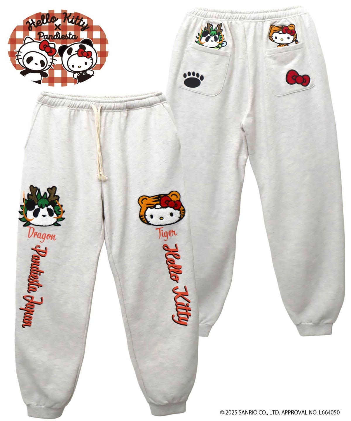 ≪40%OFF≫【Hello Kitty×PANDIESTA JAPAN】“なりきり龍虎”刺繍入りスウェットパンツ≪返品・取寄対応不可≫