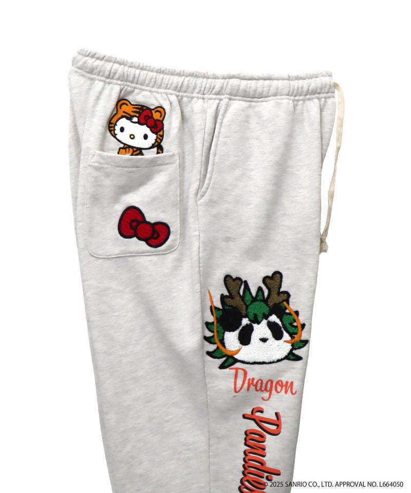 ≪40%OFF≫【Hello Kitty×PANDIESTA JAPAN】“なりきり龍虎”刺繍入りスウェットパンツ≪返品・取寄対応不可≫