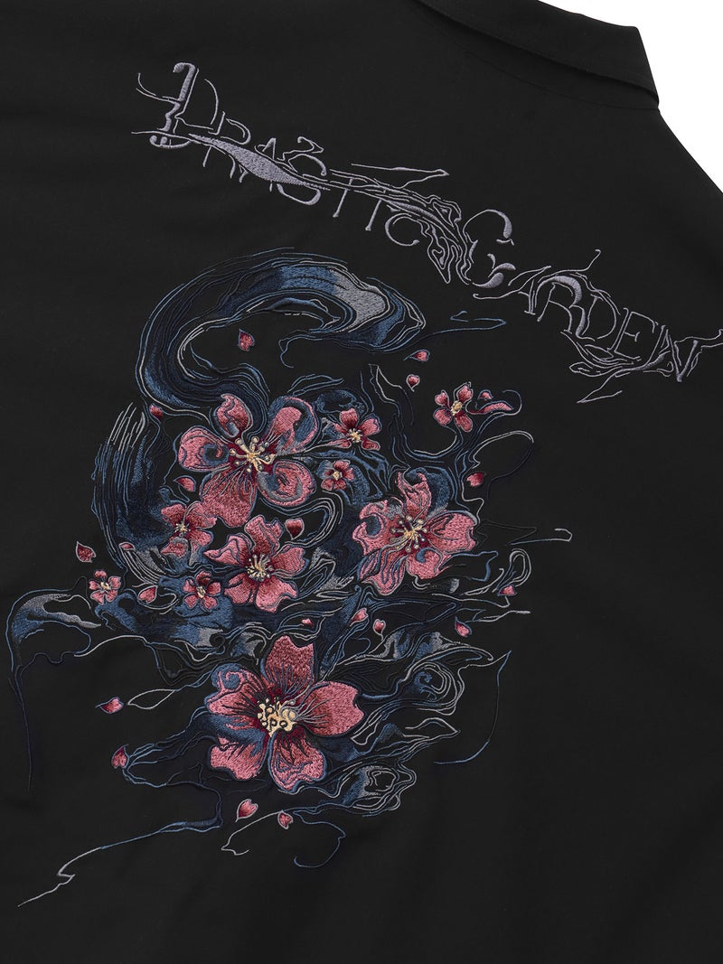 【DRASTIC GARDEN】“煙ノ桜”刺繍入り変形シャツ