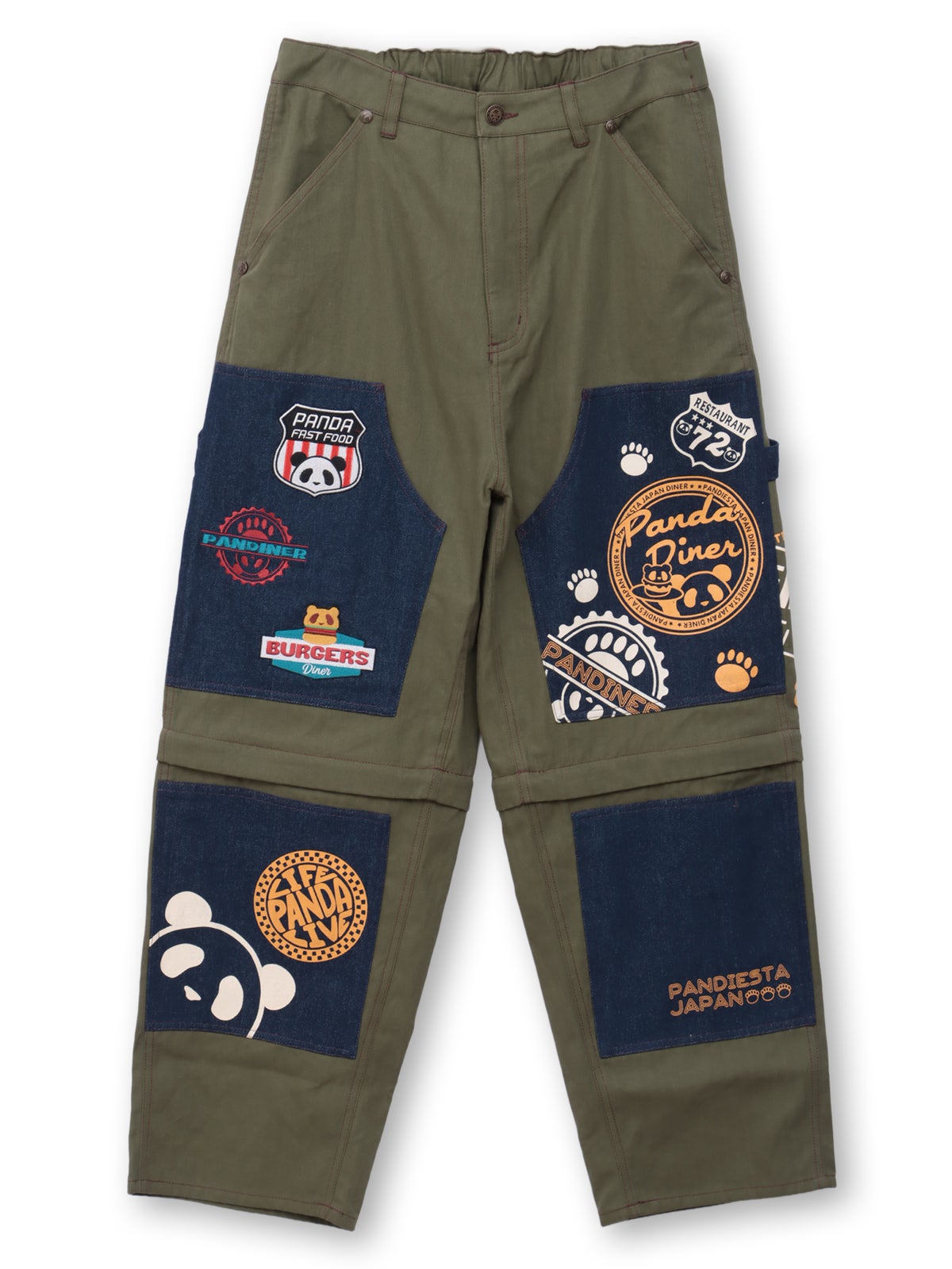 【PANDIESTA JAPAN】“アメリカンダイナー”刺繍入りセパレートダブルニーパンツ〔別注〕