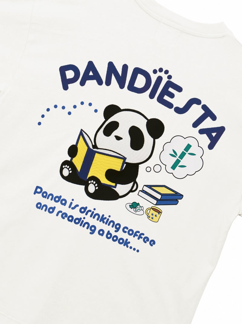 【PANDIESTA JAPAN】“リーディングパンダ”刺繍入りTシャツ