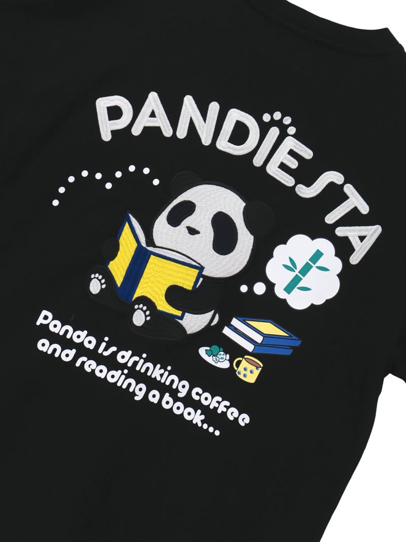 【PANDIESTA JAPAN】“リーディングパンダ”刺繍入りTシャツ