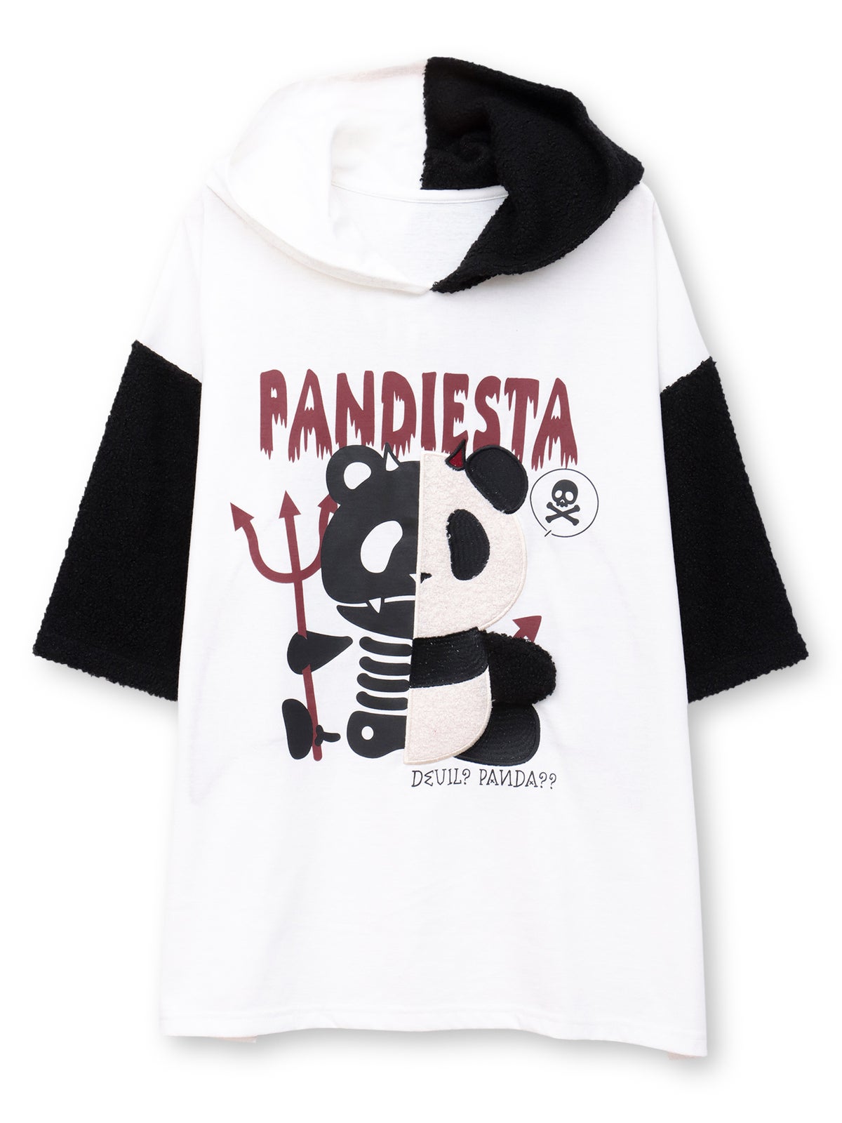 【PANDIESTA JAPAN】“デビルパンダハーフBONE”切替半袖パーカー
