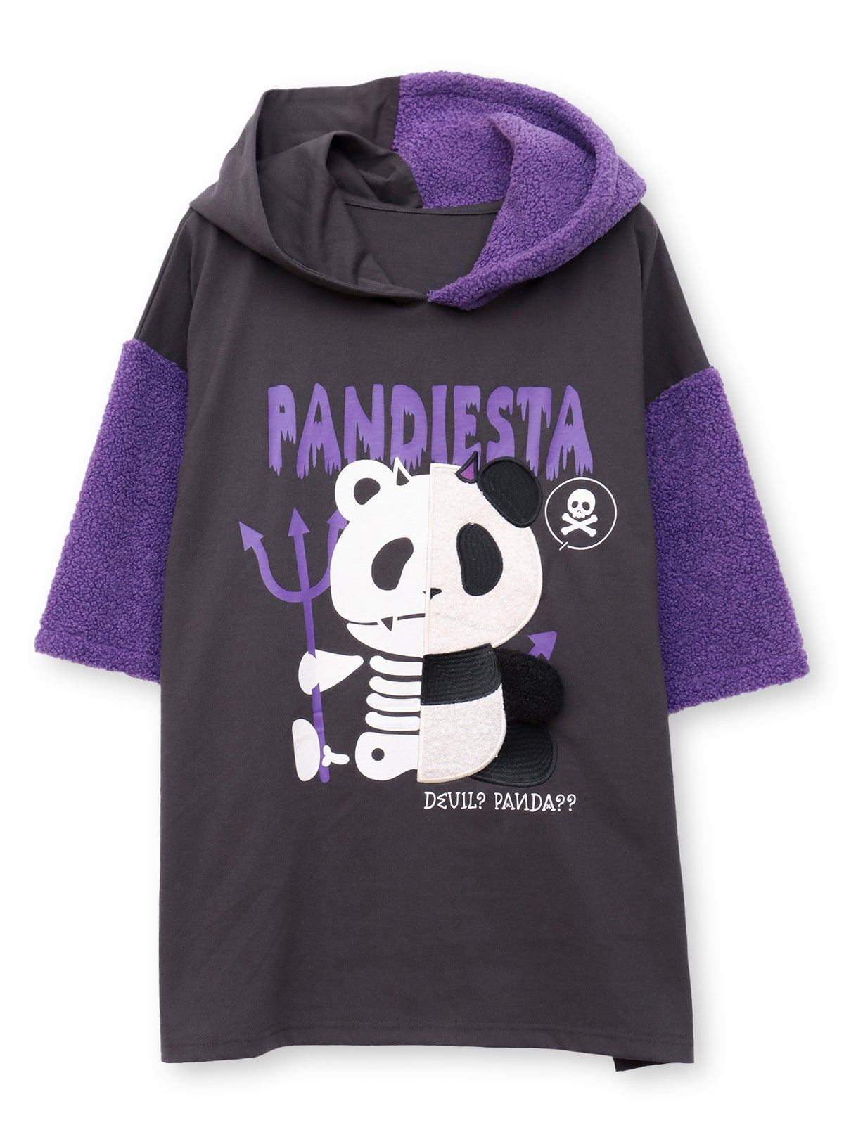 【PANDIESTA JAPAN】“デビルパンダハーフBONE”切替半袖パーカー