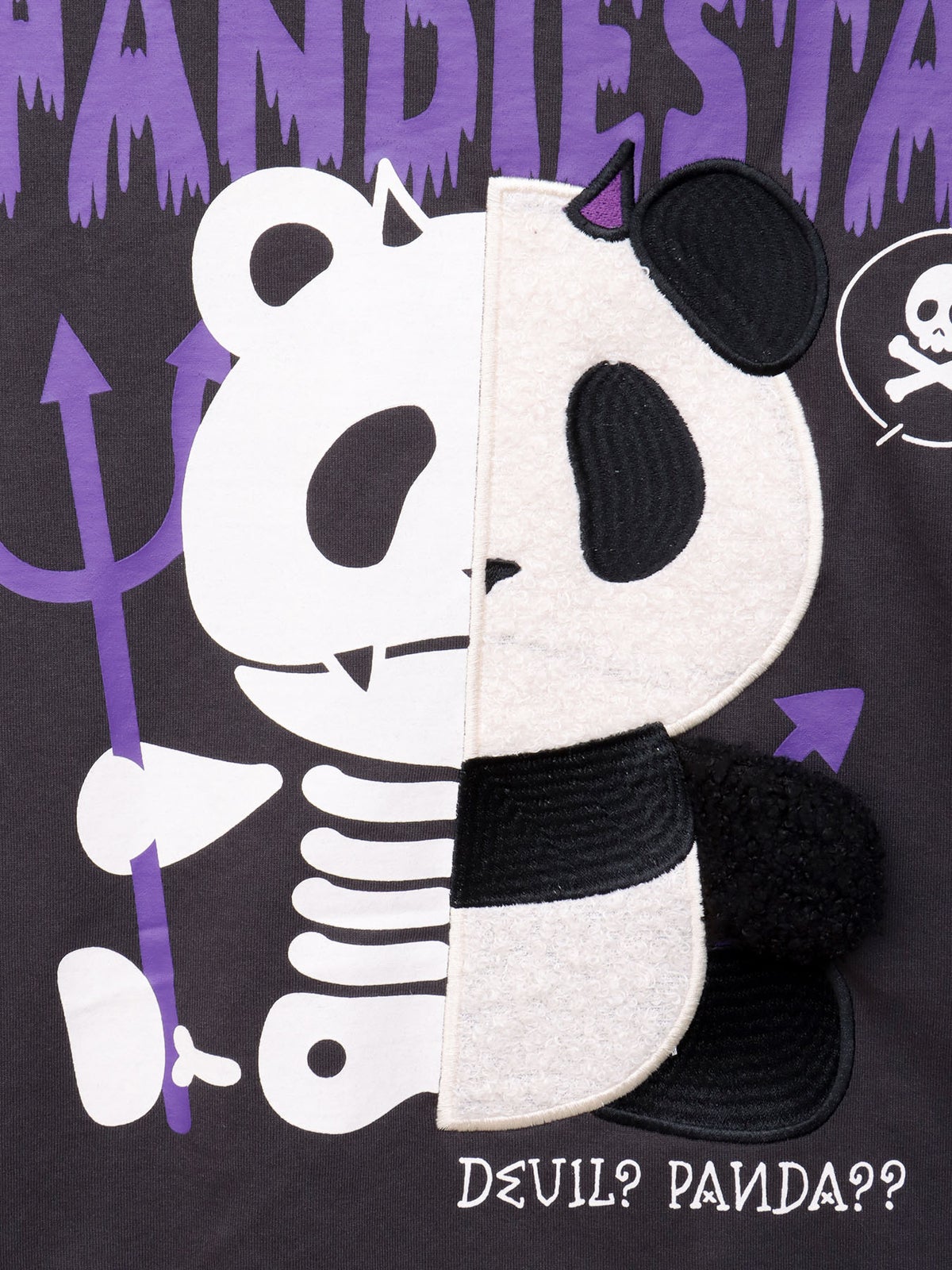 【PANDIESTA JAPAN】“デビルパンダハーフBONE”切替半袖パーカー