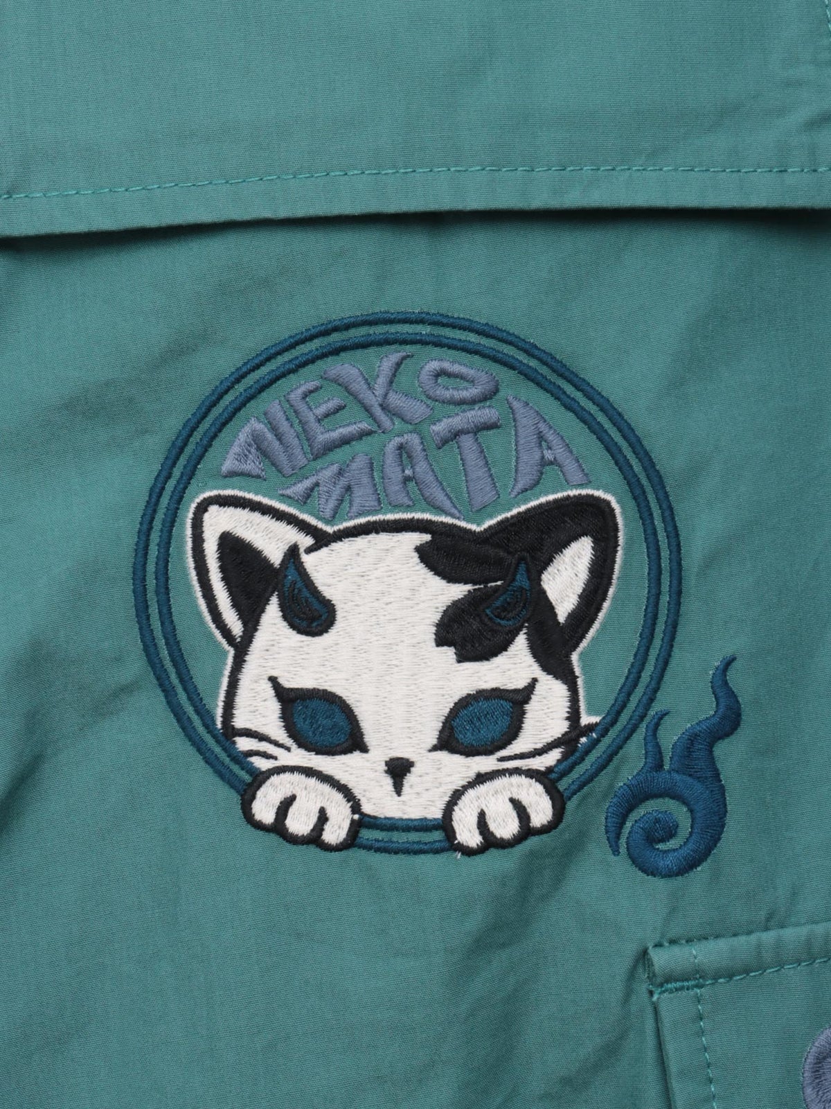 【SUMINEKO】“鬼猫”刺繍入りハーフパンツ