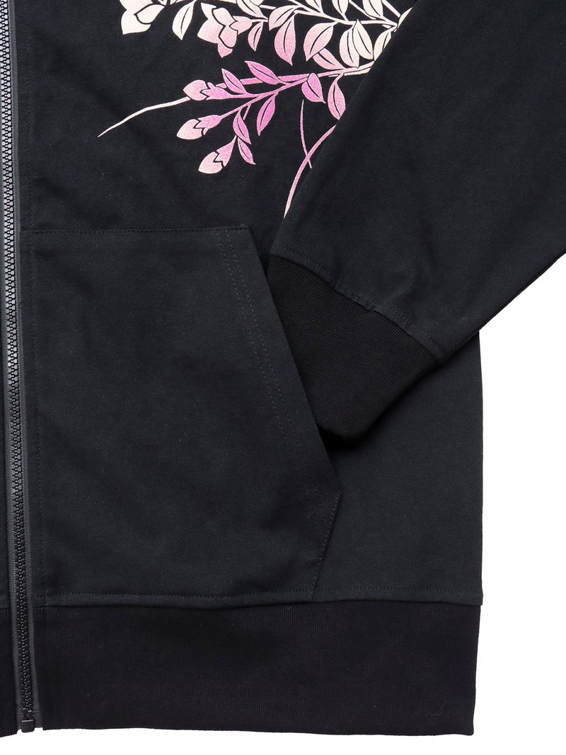 【雅結×錦】“ツバメと秋の草花”刺繍入りZIPパーカー〔別注〕