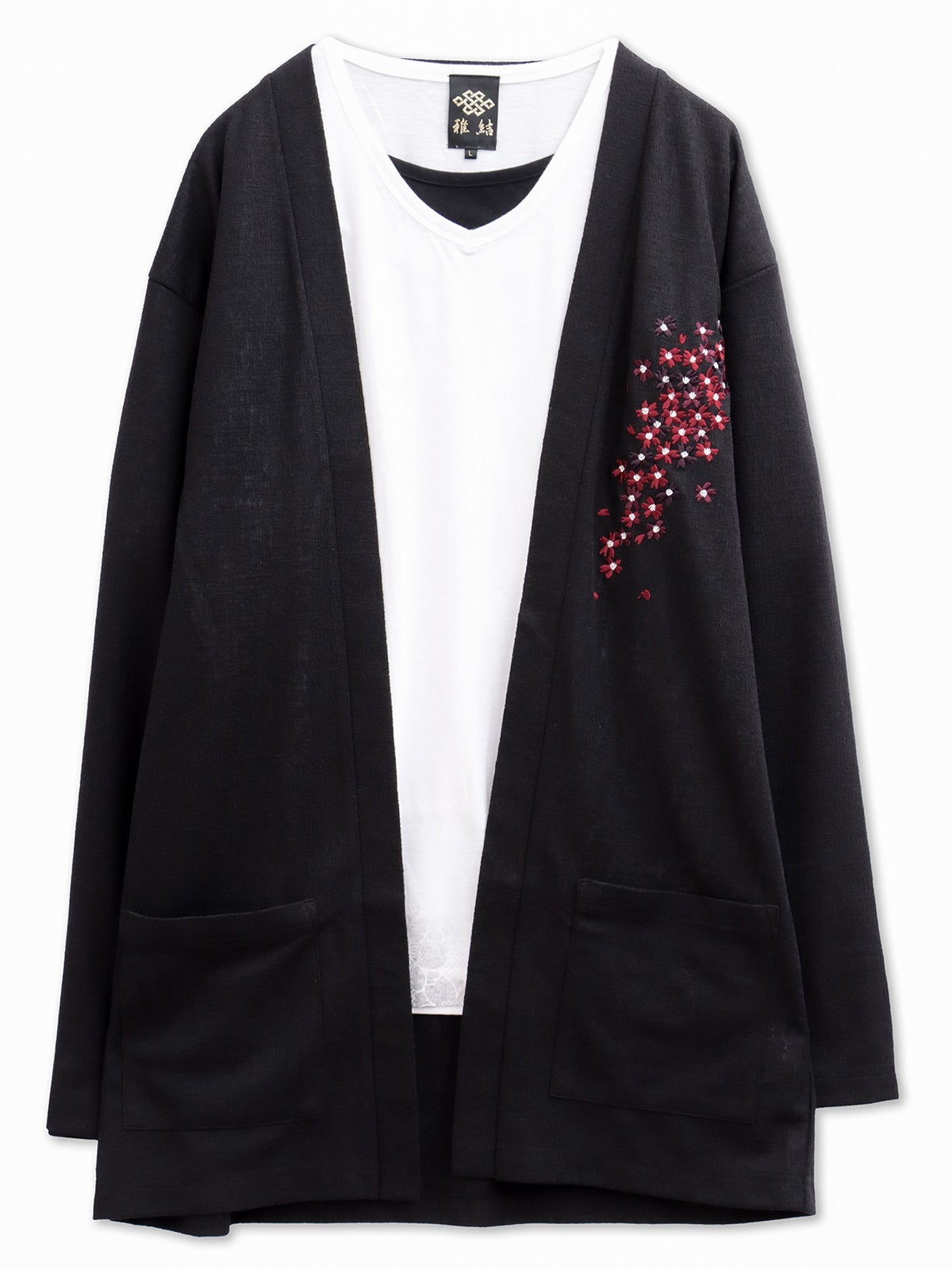 【雅結】桜刺繍カーディガン×Tシャツセット