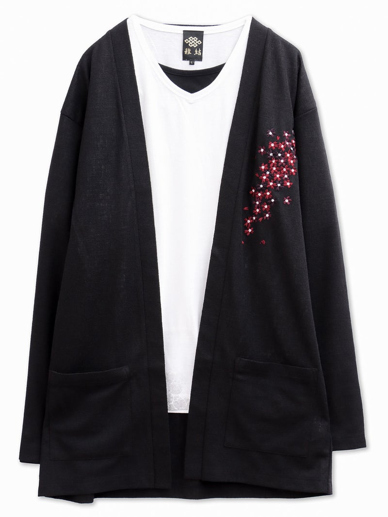 【雅結】桜刺繍カーディガン×Tシャツセット