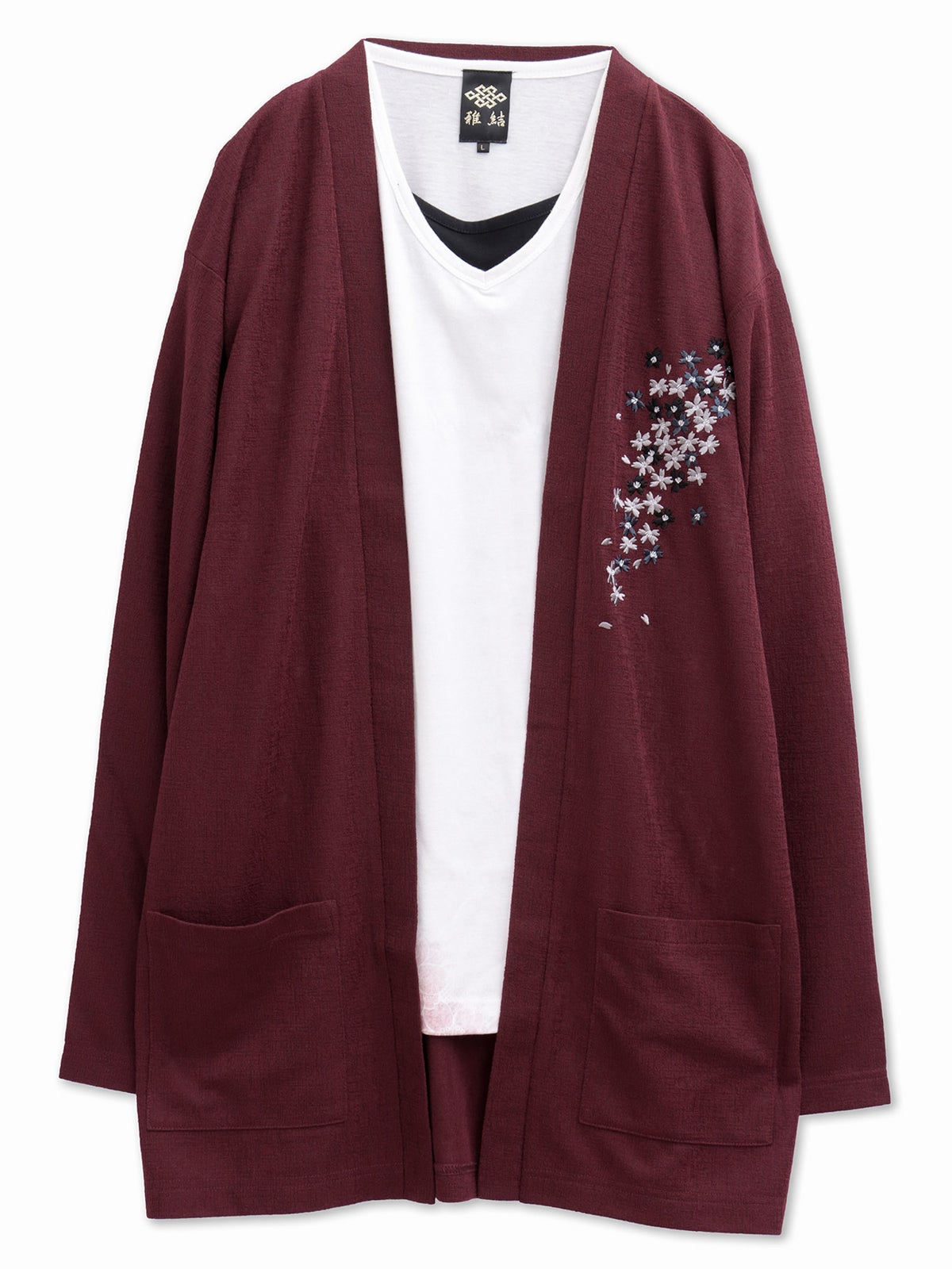 【雅結】桜刺繍カーディガン×Tシャツセット