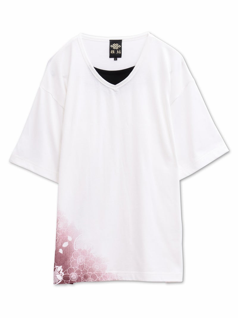 【雅結】桜刺繍カーディガン×Tシャツセット