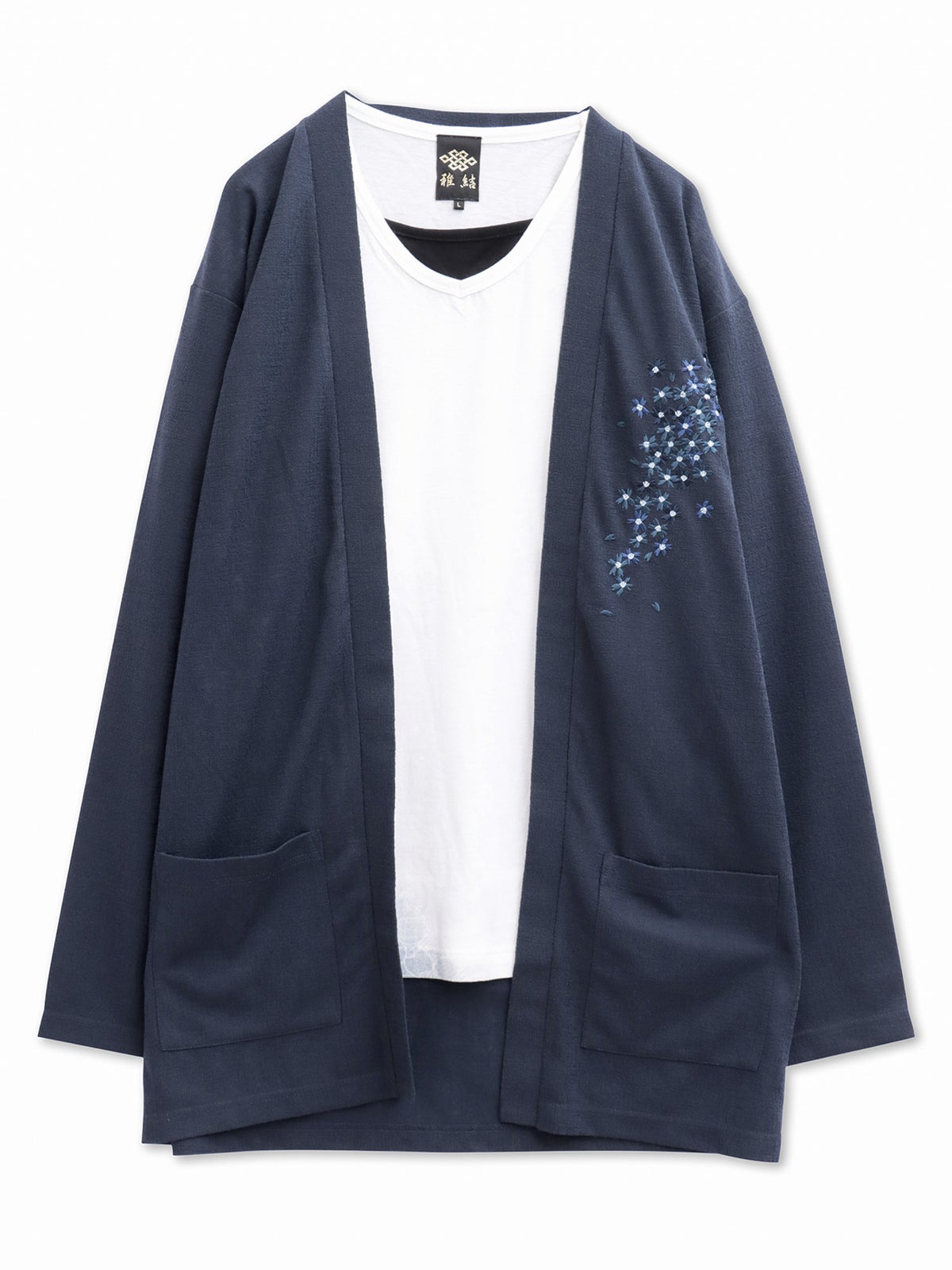 【雅結】桜刺繍カーディガン×Tシャツセット