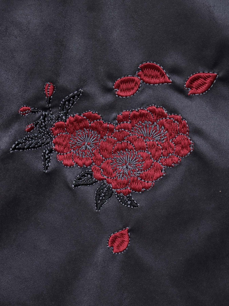 【雅結】桜刺繍和生地遣いフェイクスウェードZIPパーカー