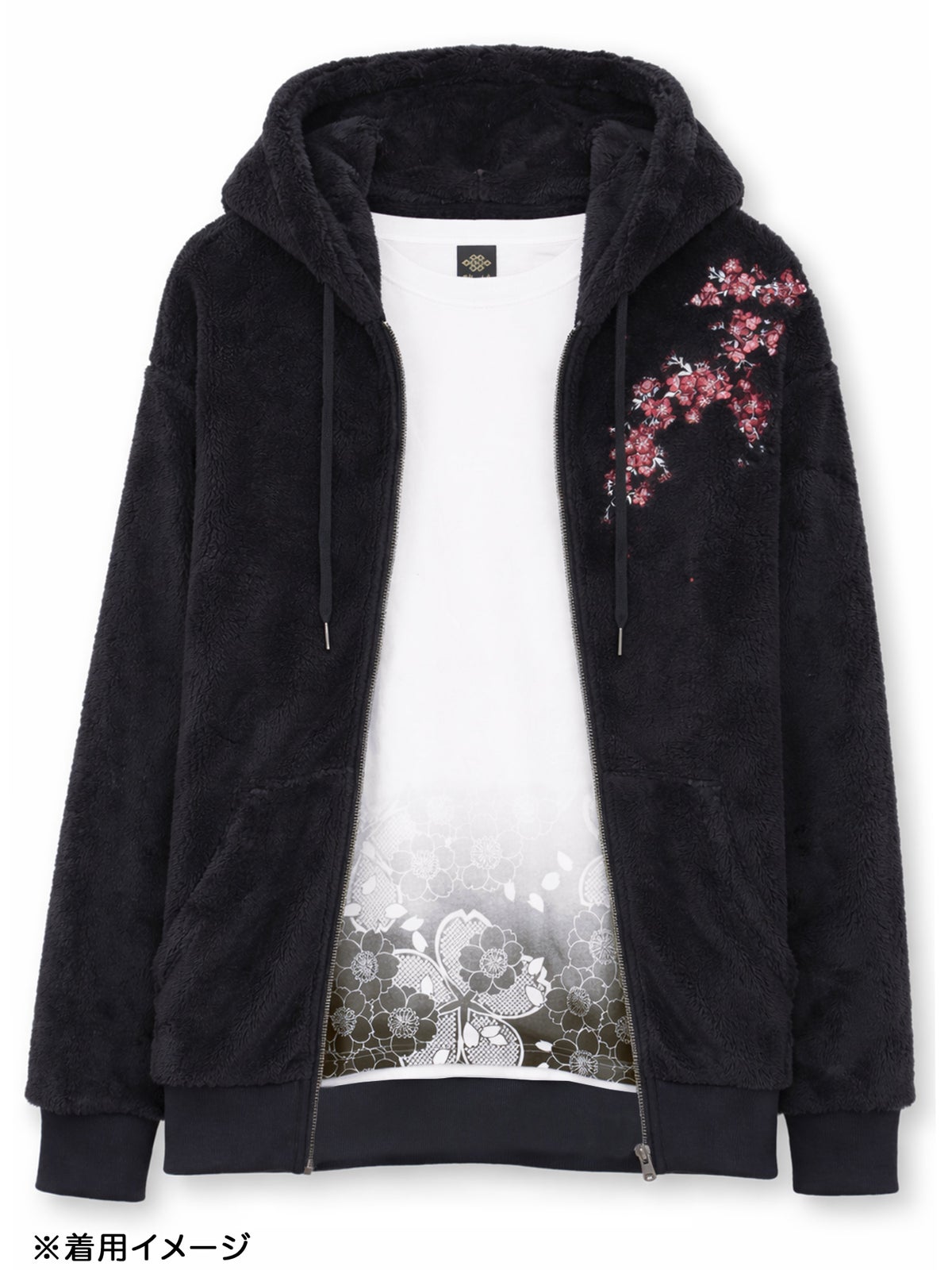【雅結】桜刺繍ZIPパーカーアンサンブル