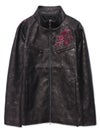 【雅結】桜刺繍ムラ染めフェイクレザージャケット