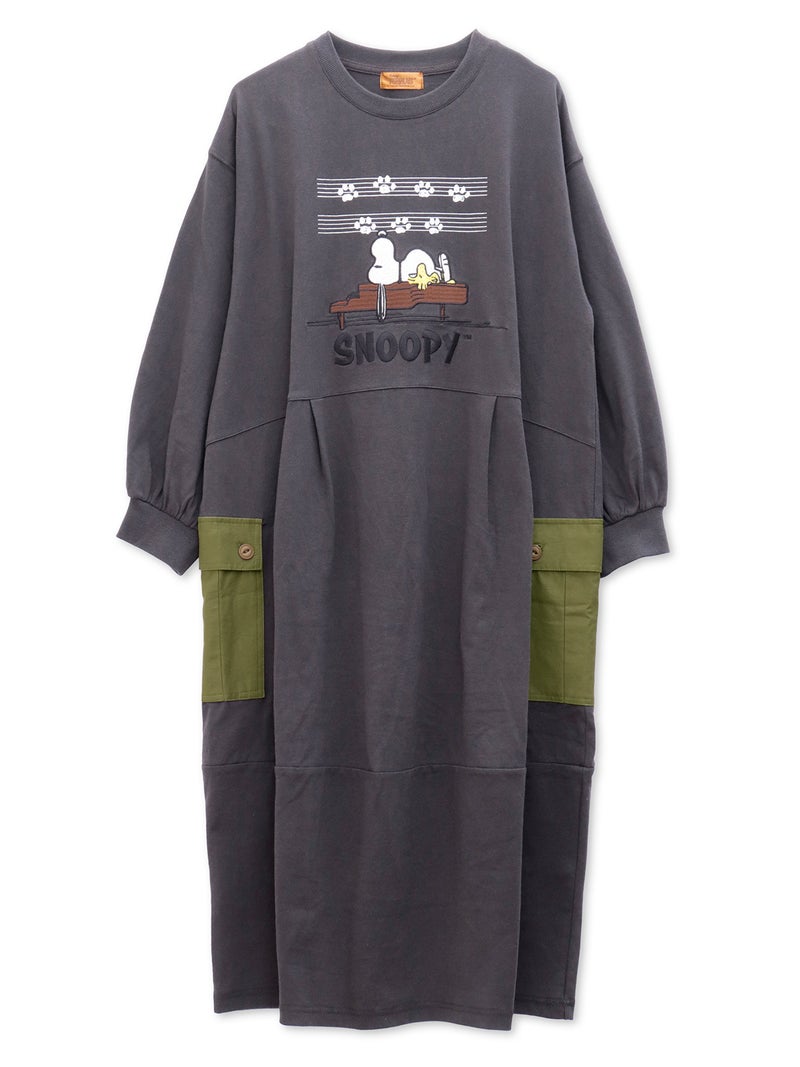 【JUICY×PEANUTS】“VINTAGE SNOOPY”異素材切替 総刺繍バルーンワンピース〔Lady's〕〔別注〕