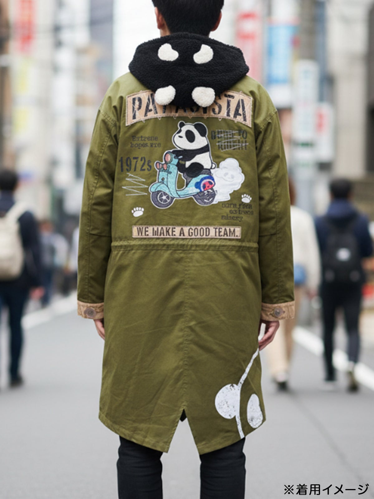 【PANDIESTA JAPAN】“スクーターパンダ”刺繍入り3WAYモッズコート