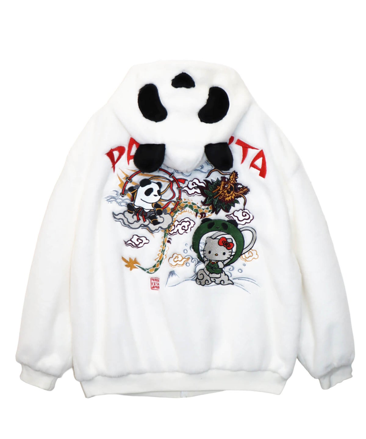 【Hello Kitty×PANDIESTA JAPAN】“風神雷神”刺繍入りファーパーカー