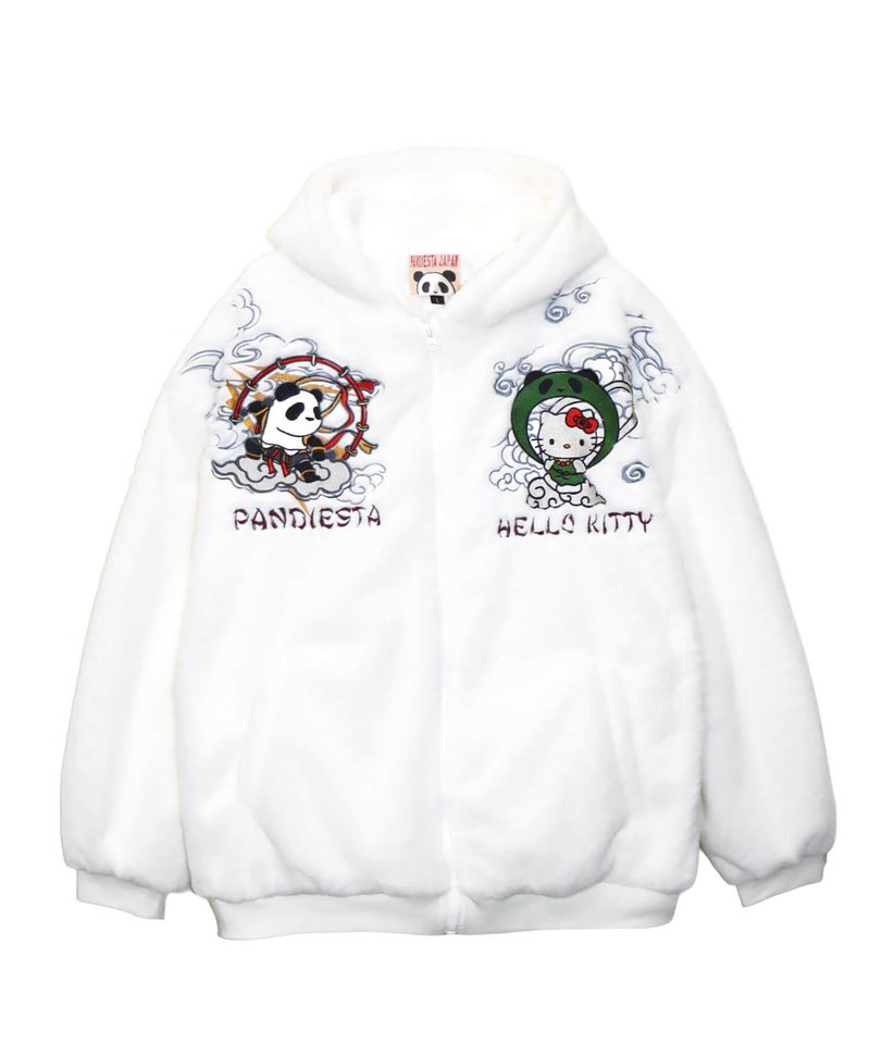 【Hello Kitty×PANDIESTA JAPAN】“風神雷神”刺繍入りファーパーカー