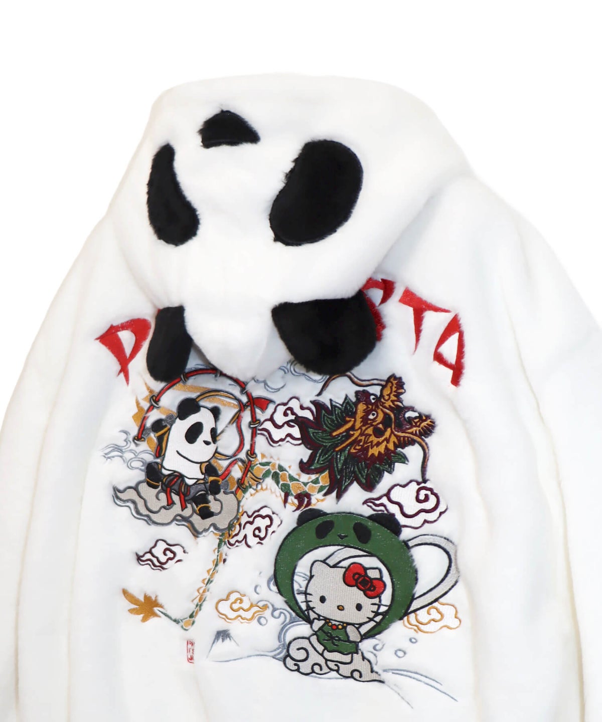 【Hello Kitty×PANDIESTA JAPAN】“風神雷神”刺繍入りファーパーカー