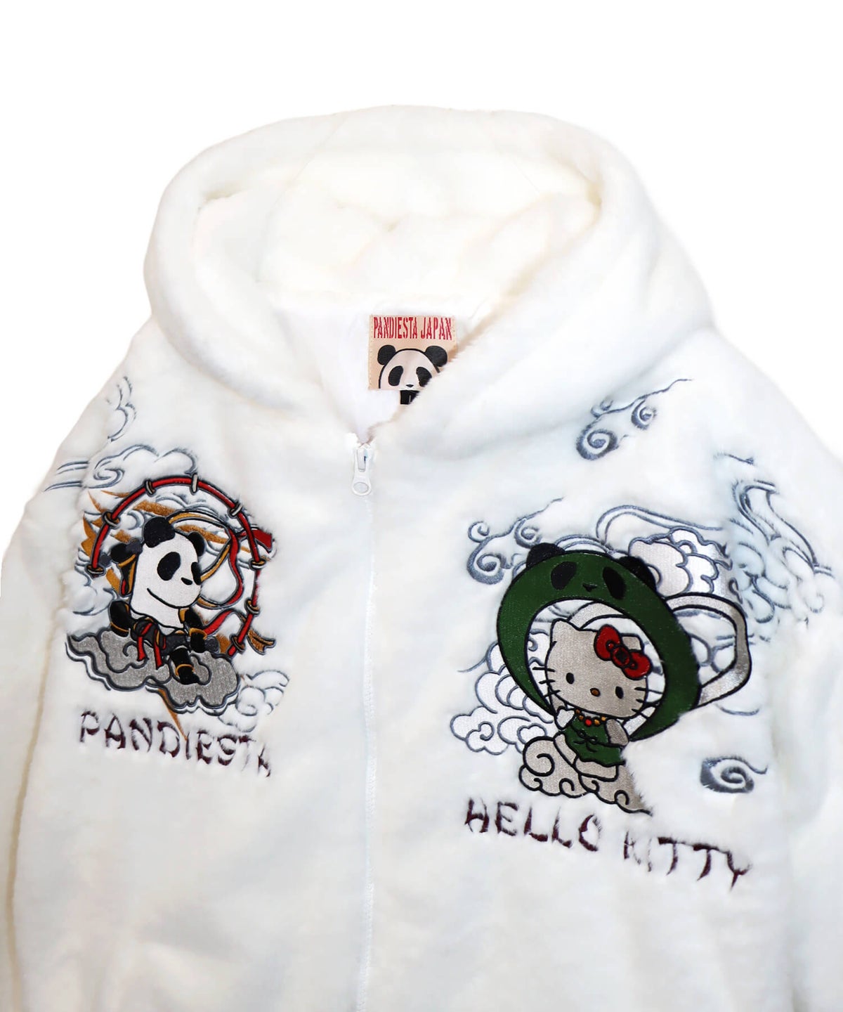 【Hello Kitty×PANDIESTA JAPAN】“風神雷神”刺繍入りファーパーカー