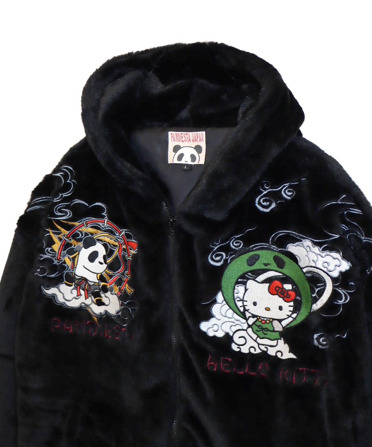 【Hello Kitty×PANDIESTA JAPAN】“風神雷神”刺繍入りファーパーカー