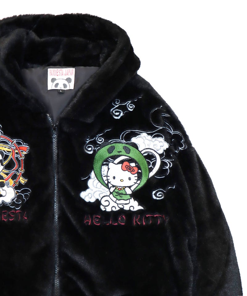 【Hello Kitty×PANDIESTA JAPAN】“風神雷神”刺繍入りファーパーカー
