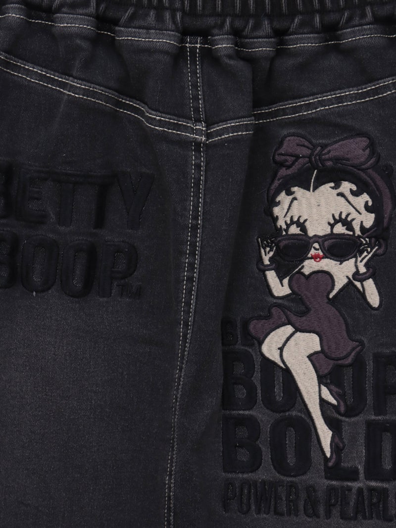 【BETTY BOOP】“ベティ＆パジー”総刺繍デニムスカート