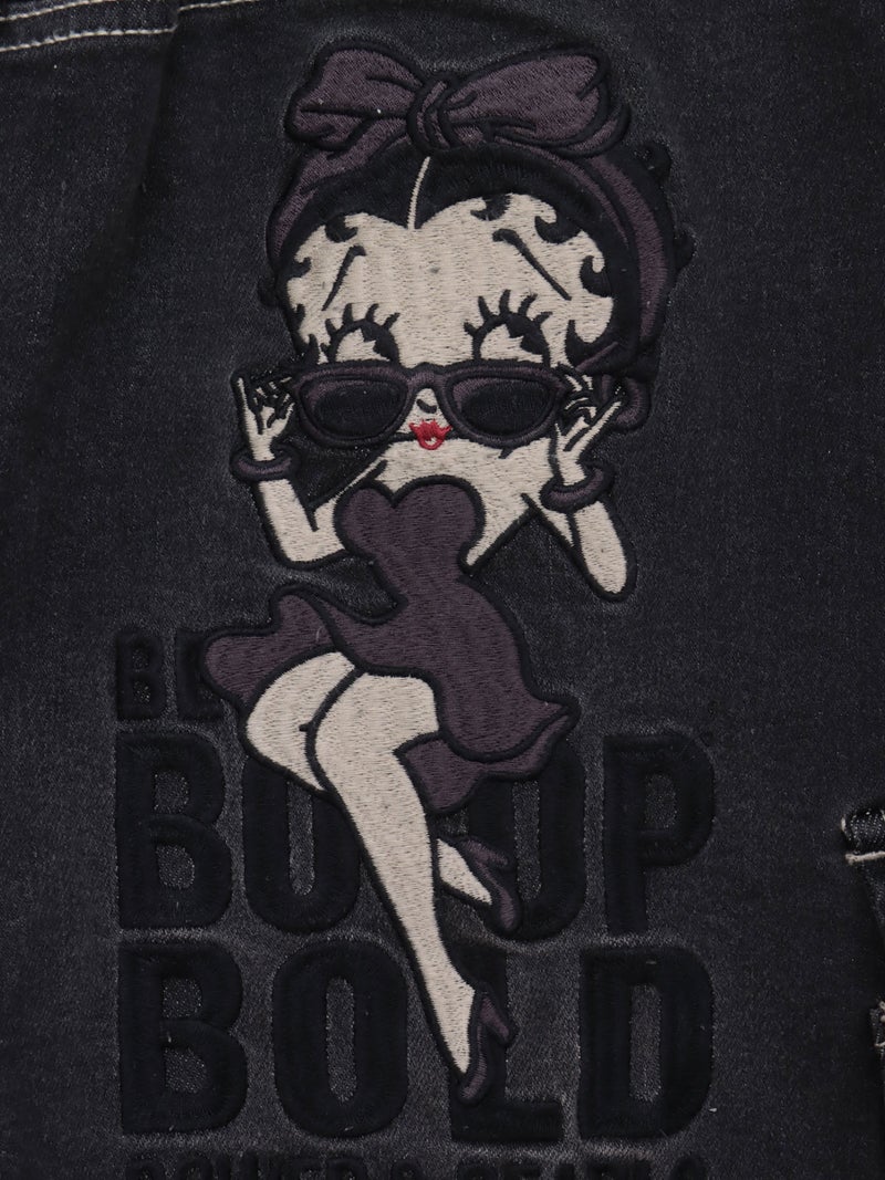 【BETTY BOOP】“ベティ＆パジー”総刺繍デニムスカート