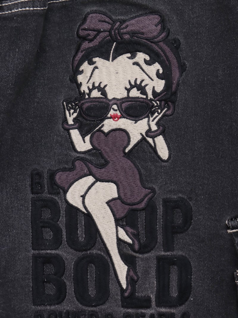 【BETTY BOOP】“ベティ＆パジー”総刺繍デニムスカート