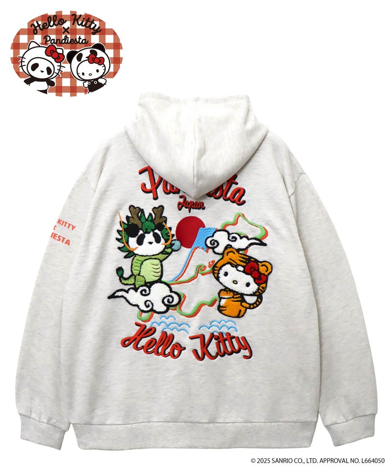 【Hello Kitty×PANDIESTA JAPAN】“なりきり龍虎”刺繍入りZIPパーカー