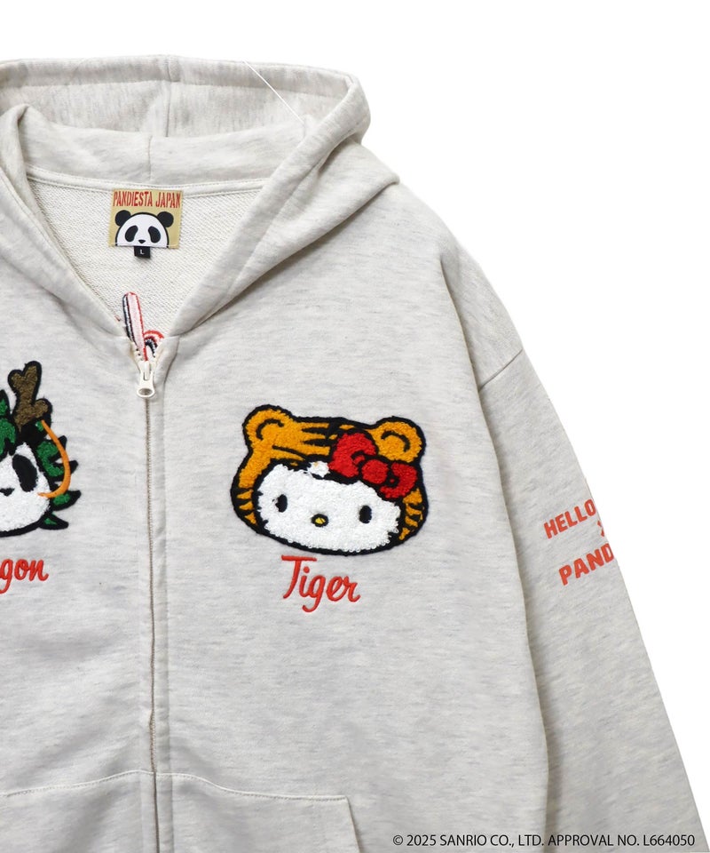 【Hello Kitty×PANDIESTA JAPAN】“なりきり龍虎”刺繍入りZIPパーカー