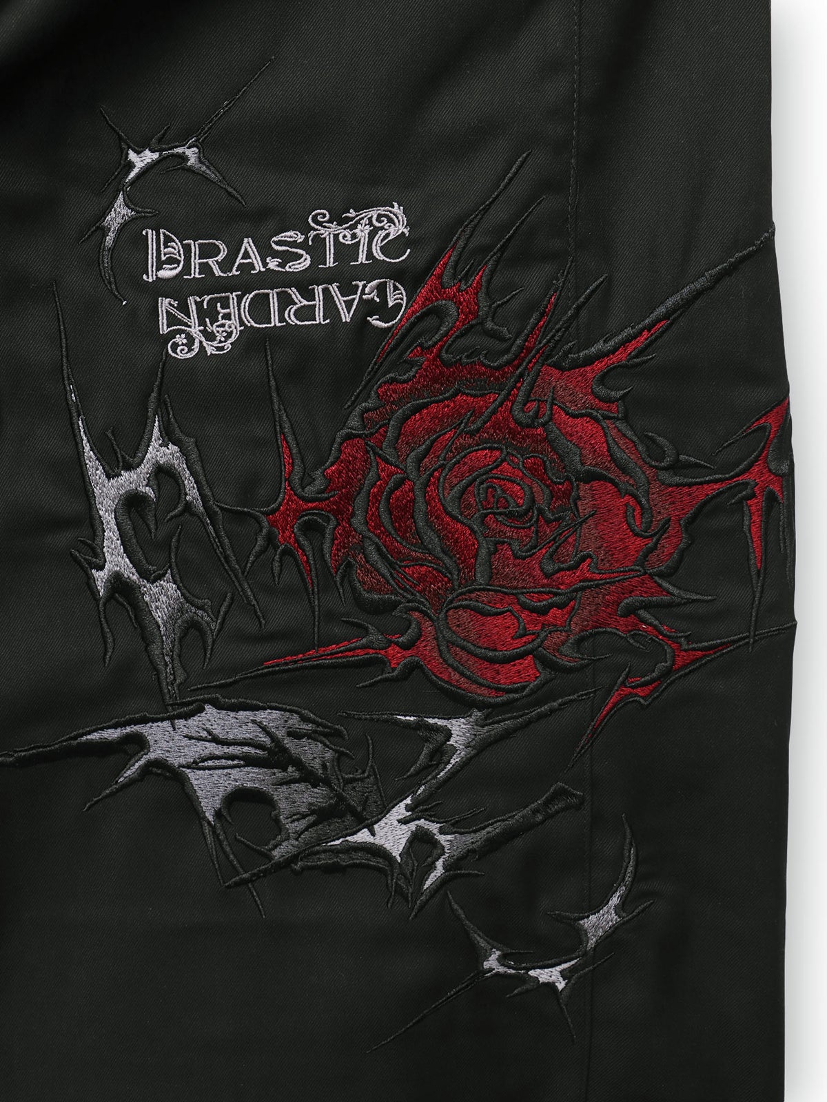 【DRASTIC GARDEN】“稲妻ノ薔薇”総刺繍ワイドパンツ