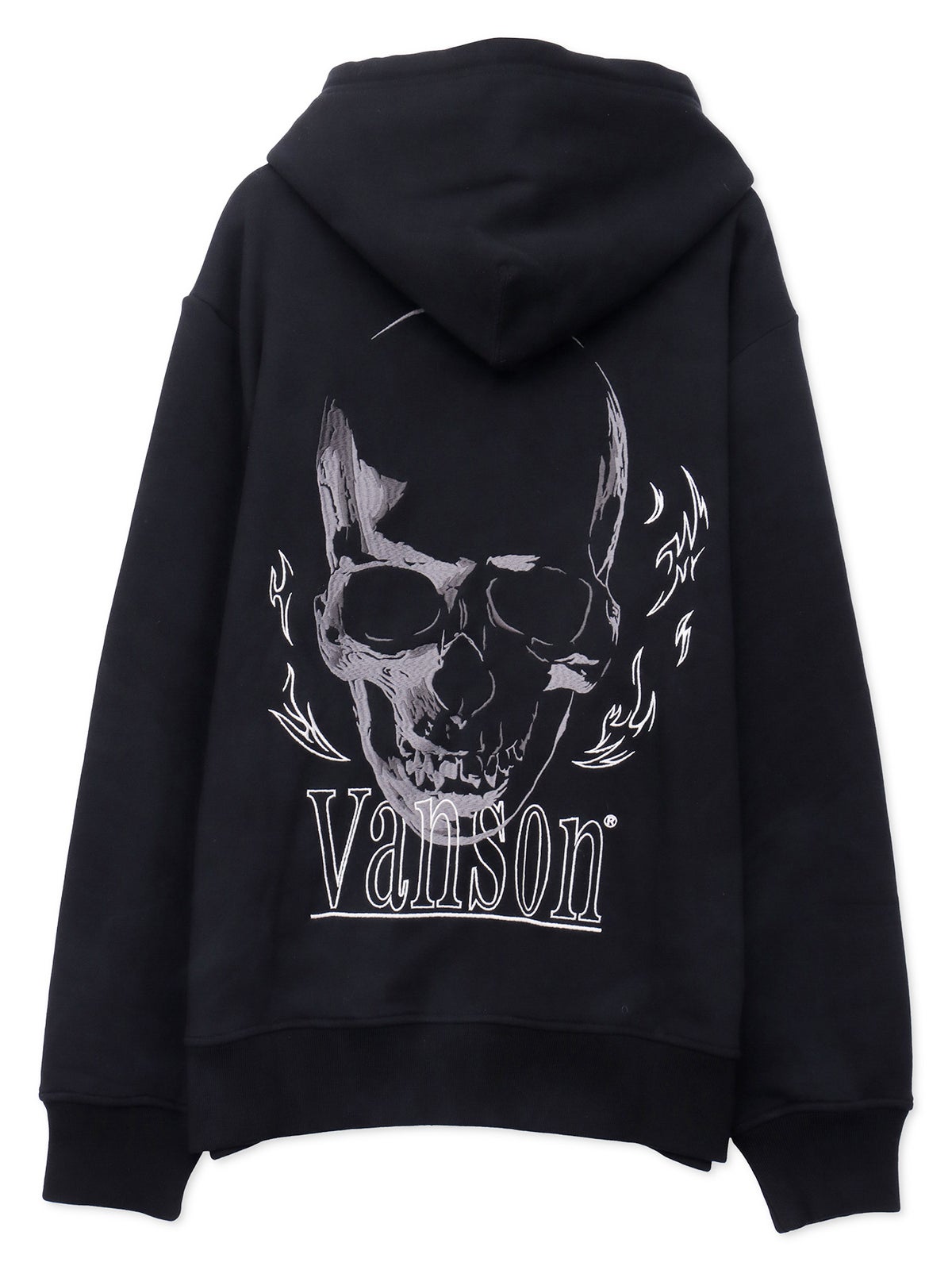 【VANSON】スカル 刺繍入りフルZIPパーカー〔別注〕