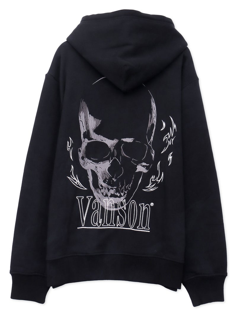【VANSON】スカル 刺繍入りフルZIPパーカー〔別注〕