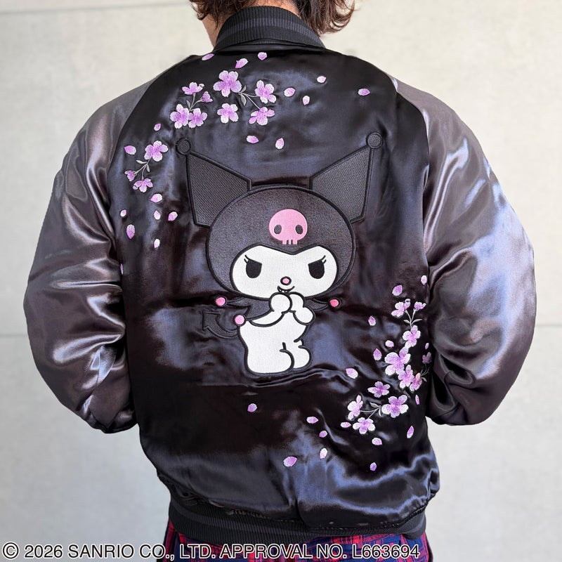 【絡繰魂・粋×KUROMI】“KUROMI SAKURA”刺繍入りリバーシブルスカジャン